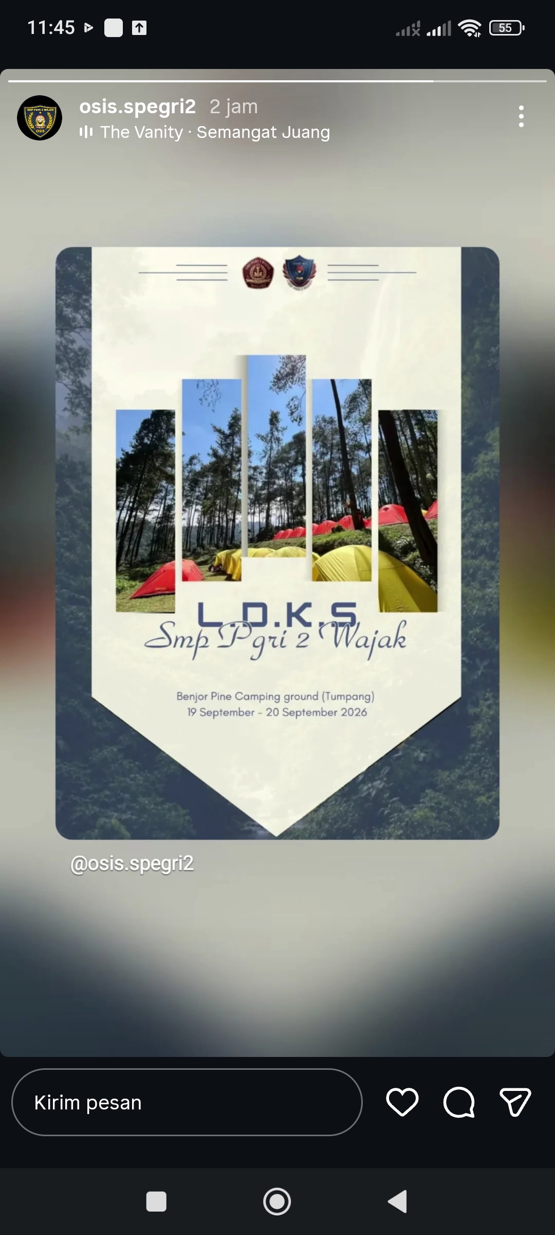 Latihan Dasar Kepemimpinan Siswa, Benjor Pine Camping Tumpang